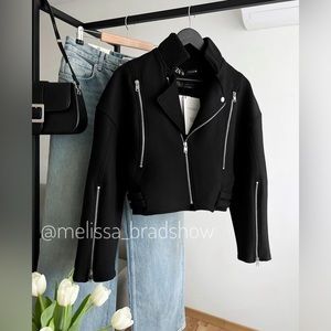 ZARA PREMIUM MANTECO WOOL BLEND BIKER AVIATOR JACKET COAT MEDIUM